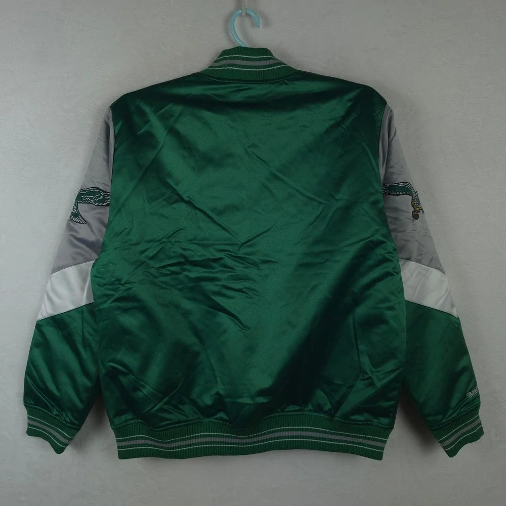 Philadelphia Eagles Mitchell & Ness NFL Large Satin Jacket Green Gray NWT